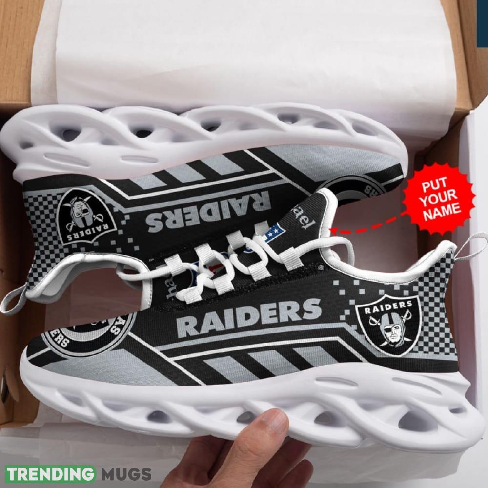Las Vegas Raiders Logo Custom Name Pattern 3D Max Soul Sneaker Shoes In Black And Gray - Las Vegas Raiders Logo Custom Name Pattern 3D Max Soul Sneaker Shoes In Black And Gray_1 Las Vegas Raiders Logo Custom Name Pattern 3D Max Soul Sneaker Shoes In Black And Gray - Las Vegas Raiders Logo Custom Name Pattern 3D Max Soul Sneaker Shoes In Black And Gray_1