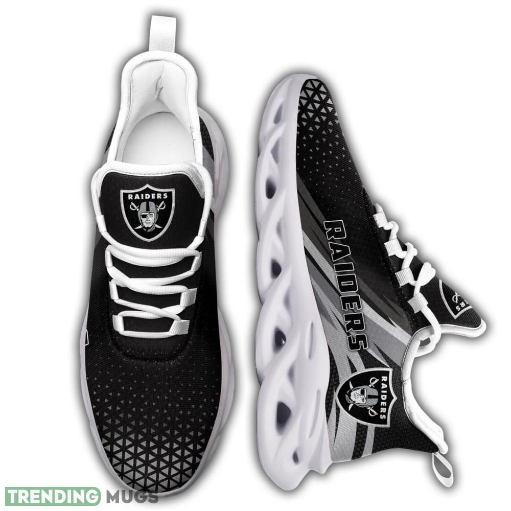 Las Vegas Raiders Logo Custom Name Pattern In Gray And Black 3D Max Soul Sneaker Shoes Max Soul Las Vegas Raiders Logo Custom Name Pattern In Gray And Black 3D Max Soul Sneaker Shoes Max Soul