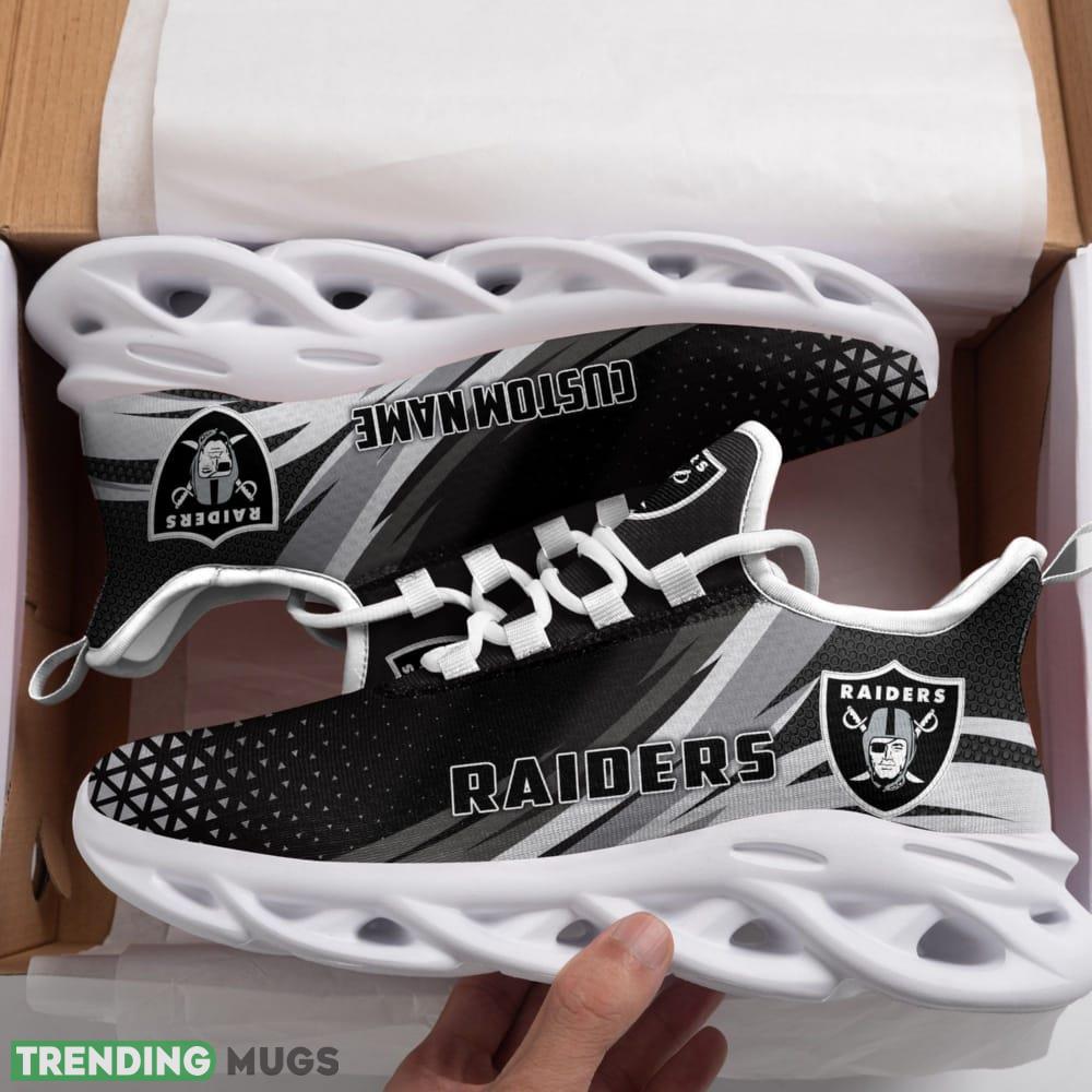 Las Vegas Raiders Logo Custom Name Pattern In Gray And Black 3D Max Soul Sneaker Shoes - Las Vegas Raiders Logo Custom Name Pattern In Gray And Black 3D Max Soul Sneaker Shoes_1 Las Vegas Raiders Logo Custom Name Pattern In Gray And Black 3D Max Soul Sneaker Shoes - Las Vegas Raiders Logo Custom Name Pattern In Gray And Black 3D Max Soul Sneaker Shoes_1