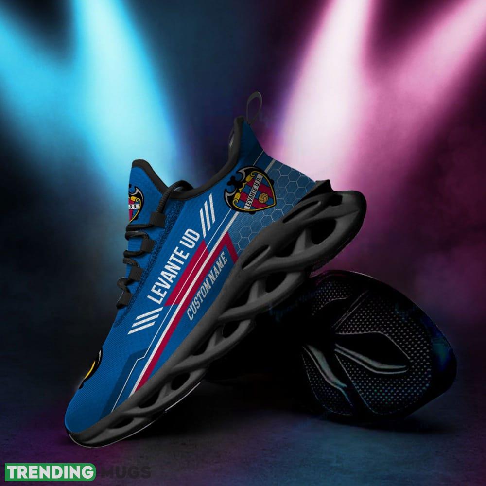 Levante UD Logo Pattern Custom Name 3D Max Soul Sneaker Shoes In Blue Max Soul Levante UD Logo Pattern Custom Name 3D Max Soul Sneaker Shoes In Blue Max Soul