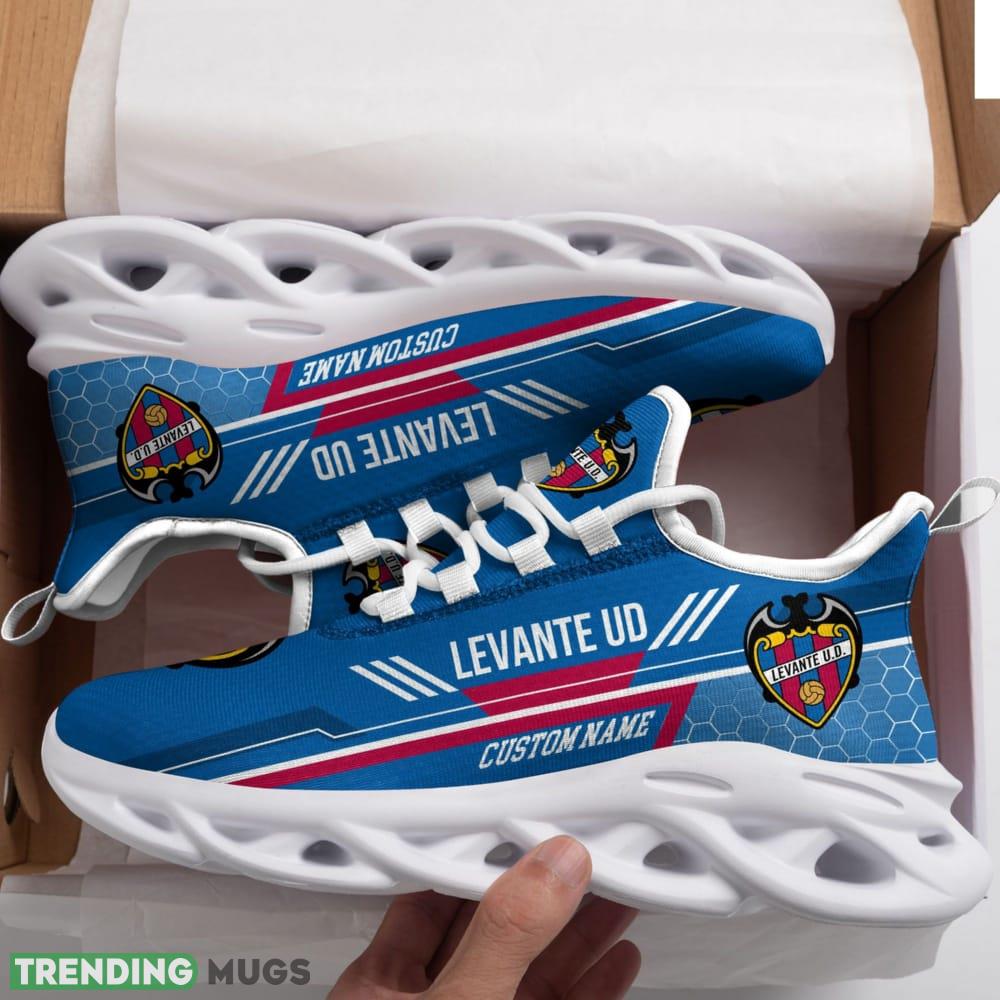 Levante UD Logo Pattern Custom Name 3D Max Soul Sneaker Shoes In Blue Max Soul Levante UD Logo Pattern Custom Name 3D Max Soul Sneaker Shoes In Blue Max Soul