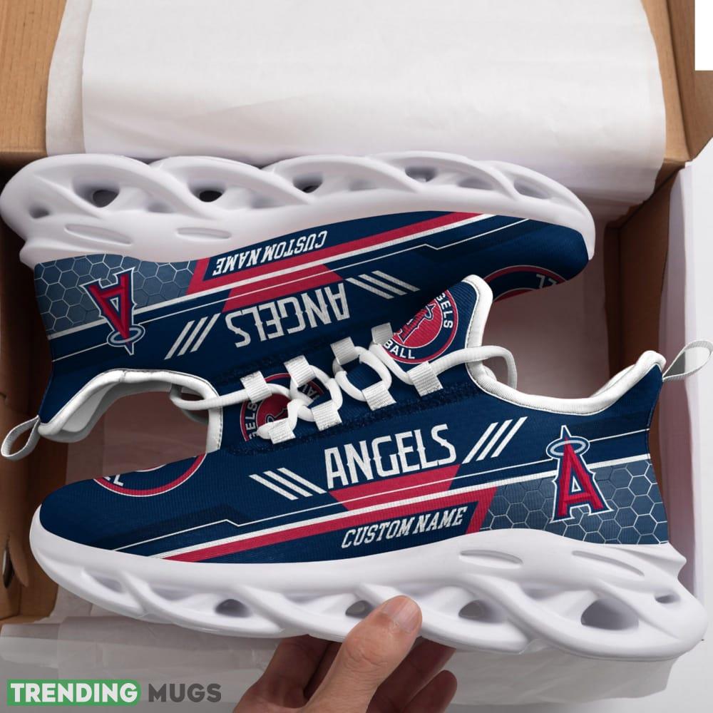 Los Angeles Angels Logo Beehive Pattern Custom Name 3D Max Soul Sneaker Shoes Max Soul Los Angeles Angels Logo Beehive Pattern Custom Name 3D Max Soul Sneaker Shoes Max Soul