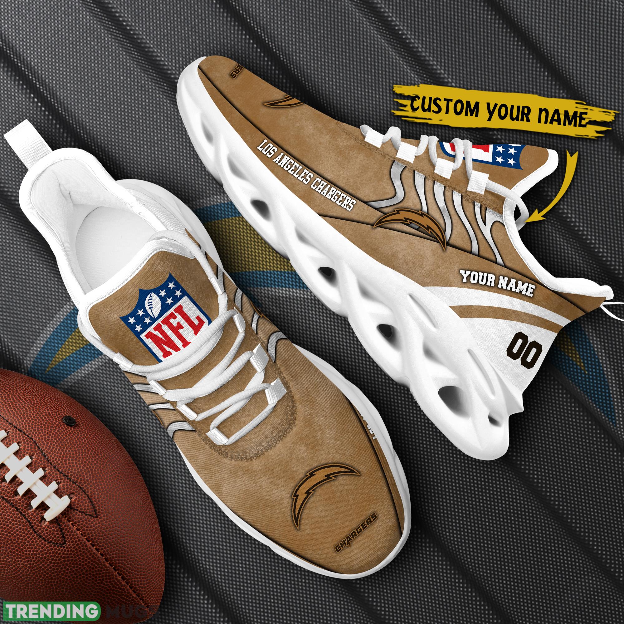 Los Angeles Chargers NFL Brown Veterans Max Soul Shoes Custom Number And Name Sneakers Max Soul Los Angeles Chargers NFL Brown Veterans Max Soul Shoes Custom Number And Name Sneakers Max Soul