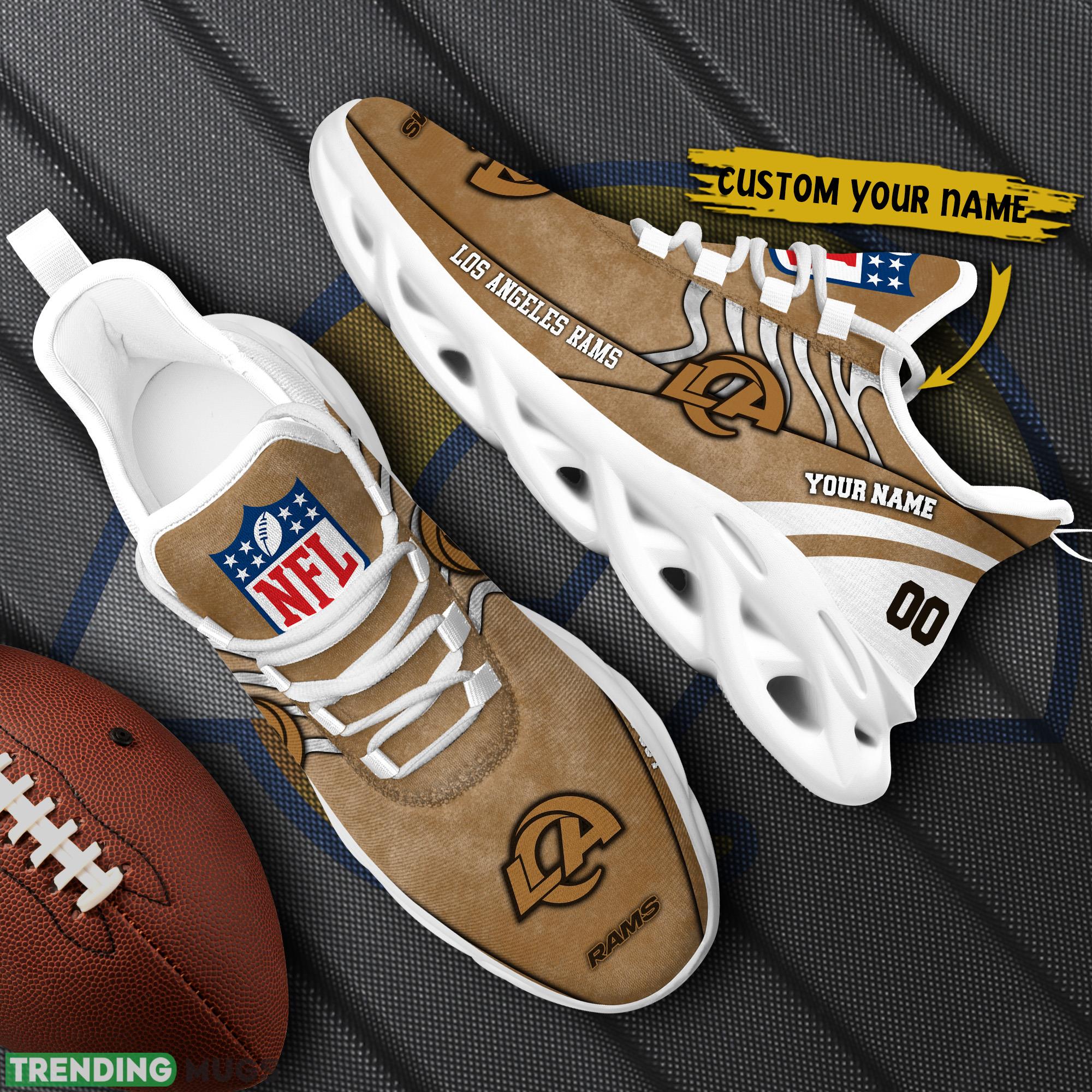 Los Angeles Rams NFL Brown Veterans Max Soul Shoes Custom Number And Name Sneakers Max Soul Los Angeles Rams NFL Brown Veterans Max Soul Shoes Custom Number And Name Sneakers Max Soul