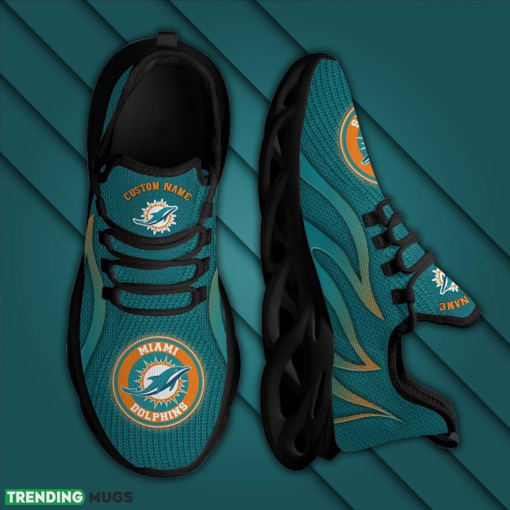 Miami Dolphins Custom Name Sport Max Soul Sneaker Shoes For Fans Max Soul Miami Dolphins Custom Name Sport Max Soul Sneaker Shoes For Fans Max Soul