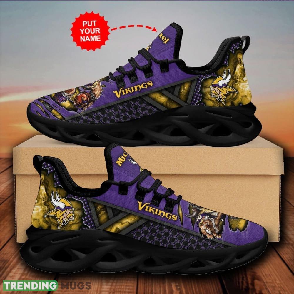 Minnesota Vikings Retro Custom Name Max Soul Shoes Luxury NFL Clunky For Men Women Gift - Minnesota Vikings Shoes Max Soul Mascot NFL_1