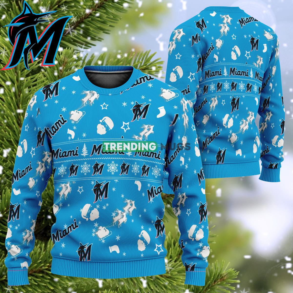 MLB Miami Marlins Santa Reindeer Sleigh Ugly Xmas Sweater For Holidays - MLB Miami Marlins Santa Reindeer Sleigh Ugly Xmas Sweater For Holidays MLB Miami Marlins Santa Reindeer Sleigh Ugly Xmas Sweater For Holidays - MLB Miami Marlins Santa Reindeer Sleigh Ugly Xmas Sweater For Holidays