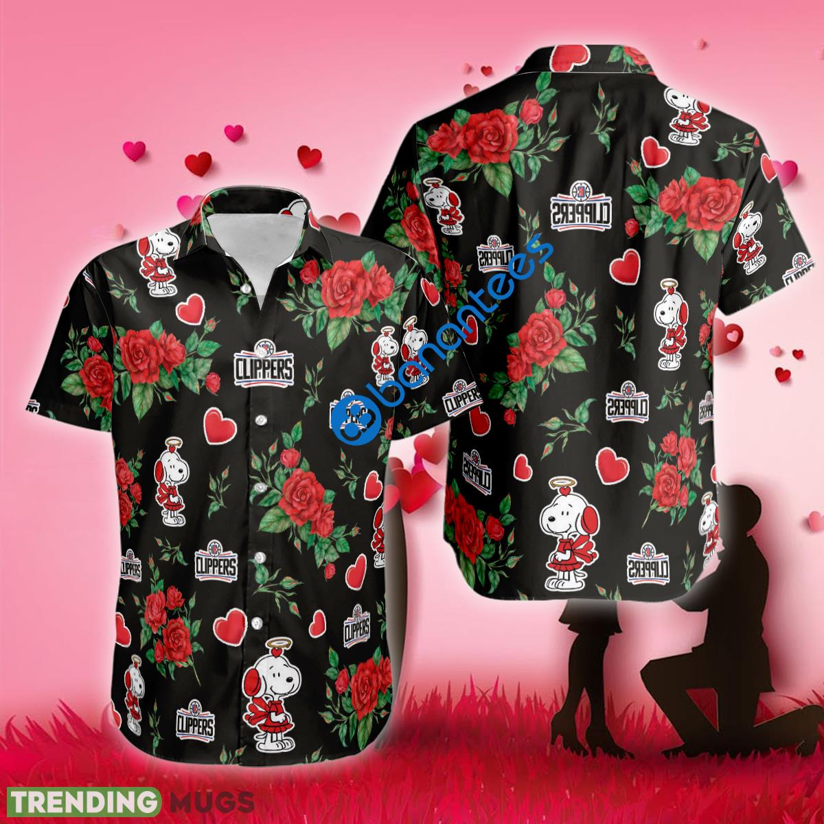 NBA Los Angeles Clippers Snoopy Cute Valentines Day Hawaiian Shirt AOP Gift Fans - NBA Los Angeles Clippers Snoopy Cute Valentines Day Hawaiian Shirt AOP Gift Fans