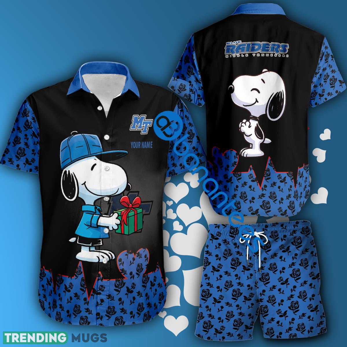 NCAA Middle Tenn Blue Raiders Snoopy Gift Boyfriend And Girlfriend Hawaiian Shirt And Short Set Custom Name - NCAA Middle Tenn Blue Raiders Snoopy Gift Boyfriend And Girlfriend Hawaiian Shirt And Short Set Custom Name NCAA Middle Tenn Blue Raiders Snoopy Gift Boyfriend And Girlfriend Hawaiian Shirt And Short Set Custom Name - NCAA Middle Tenn Blue Raiders Snoopy Gift Boyfriend And Girlfriend Hawaiian Shirt And Short Set Custom Name