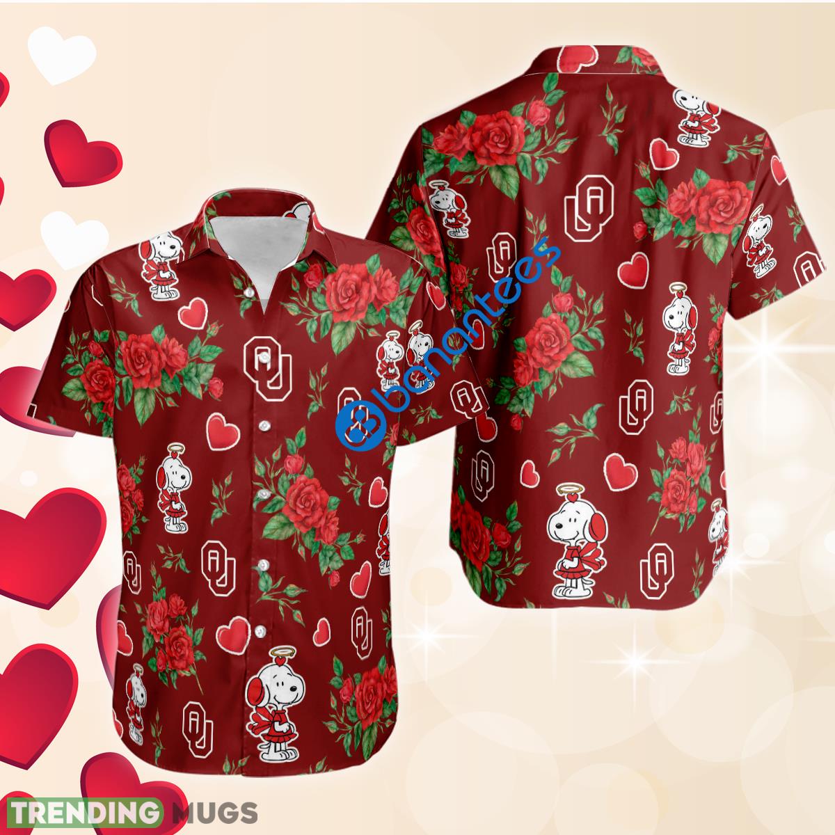 NCAA Oklahoma Sooners And Snoopy Girl Cute Rose Love Hawaiian Shirt AOP Valentines Day - NCAA Oklahoma Sooners And Snoopy Girl Cute Rose Love Hawaiian Shirt AOP Valentines Day
