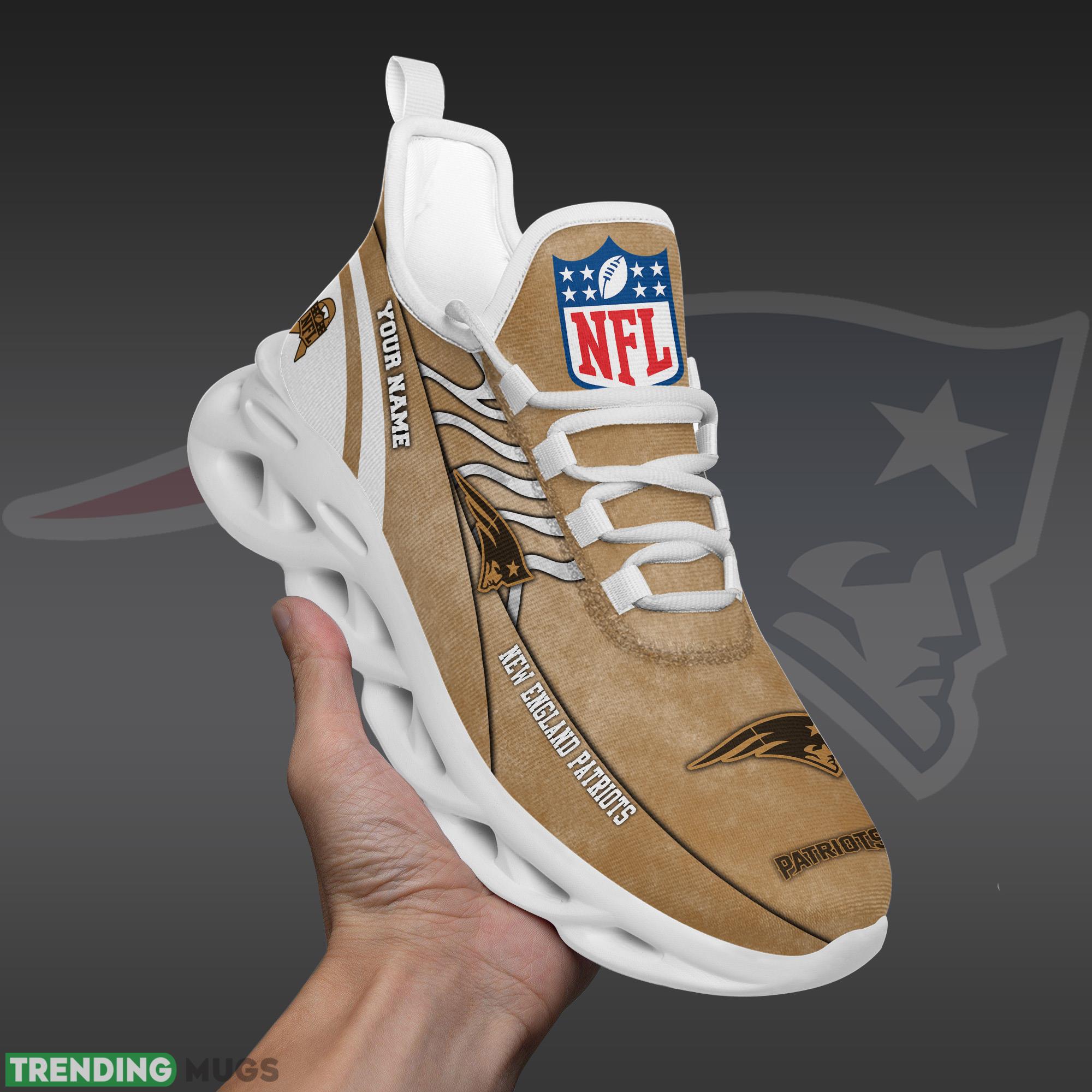 New England Patriots NFL Brown Veterans Max Soul Shoes Custom Number & Name Sneakers Max Soul New England Patriots NFL Brown Veterans Max Soul Shoes Custom Number & Name Sneakers Max Soul
