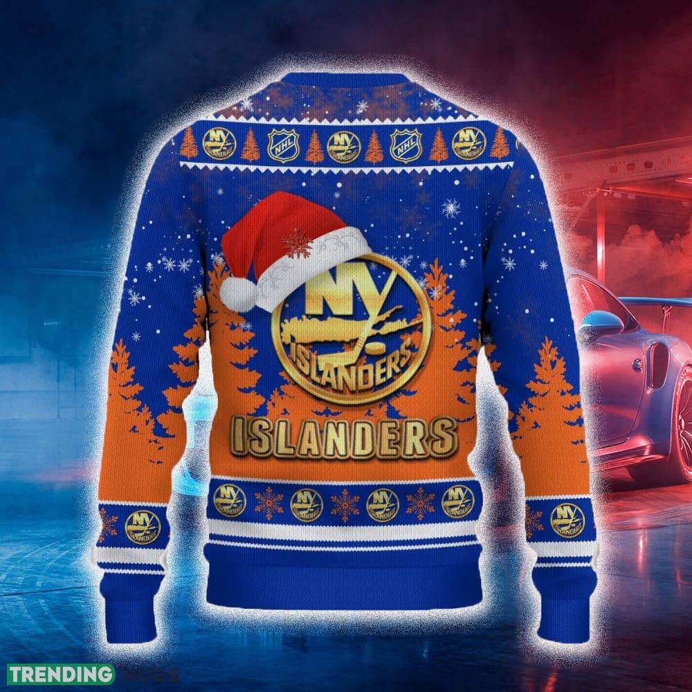 New York Islanders Ugly Christmas Sweater Tree Santa Hat Car For Fans Gift Familys Holidays 3D Sweater New York Islanders Ugly Christmas Sweater Tree Santa Hat Car For Fans Gift Familys Holidays 3D Sweater