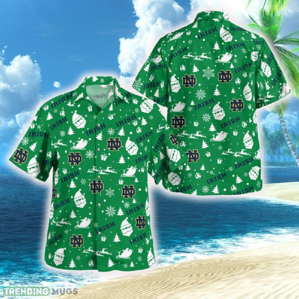 Notre Dame Fighting Irish Christmas Hawaiian Shirt Beach Gift Fans For Men And Women - Notre Dame Fighting Irish Christmas Pattern Button Shirt_1 Notre Dame Fighting Irish Christmas Hawaiian Shirt Beach Gift Fans For Men And Women - Notre Dame Fighting Irish Christmas Pattern Button Shirt_1