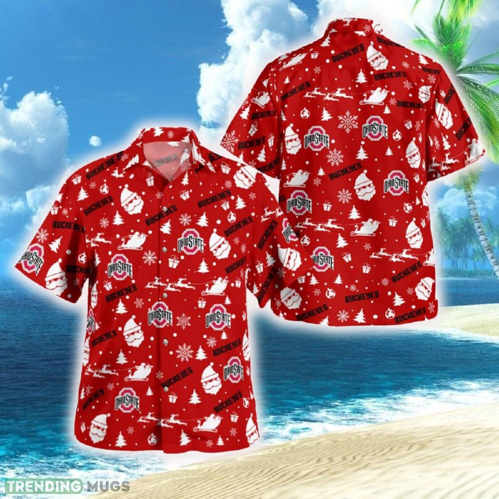 Ohio State Buckeyes Christmas Hawaiian Shirt Beach Gift Fans For Men And Women - Ohio State Buckeyes Christmas Pattern Button Shirt_1 Ohio State Buckeyes Christmas Hawaiian Shirt Beach Gift Fans For Men And Women - Ohio State Buckeyes Christmas Pattern Button Shirt_1