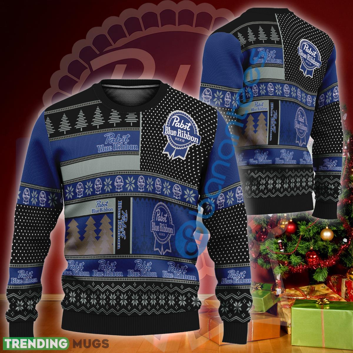 Pabst Blue Ribbon Logo Style Ugly Christmas 3D Sweater Gift For Fans - Pabst Blue Ribbon Logo Style Ugly Christmas 3D Sweater Gift For Fans Pabst Blue Ribbon Logo Style Ugly Christmas 3D Sweater Gift For Fans - Pabst Blue Ribbon Logo Style Ugly Christmas 3D Sweater Gift For Fans