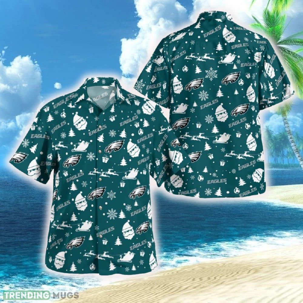 Philadelphia Eagles Christmas Hawaiian Shirt Beach Gift Fans For Men And Women - Philadelphia Eagles Christmas Pattern Button Shirt_1 Philadelphia Eagles Christmas Hawaiian Shirt Beach Gift Fans For Men And Women - Philadelphia Eagles Christmas Pattern Button Shirt_1