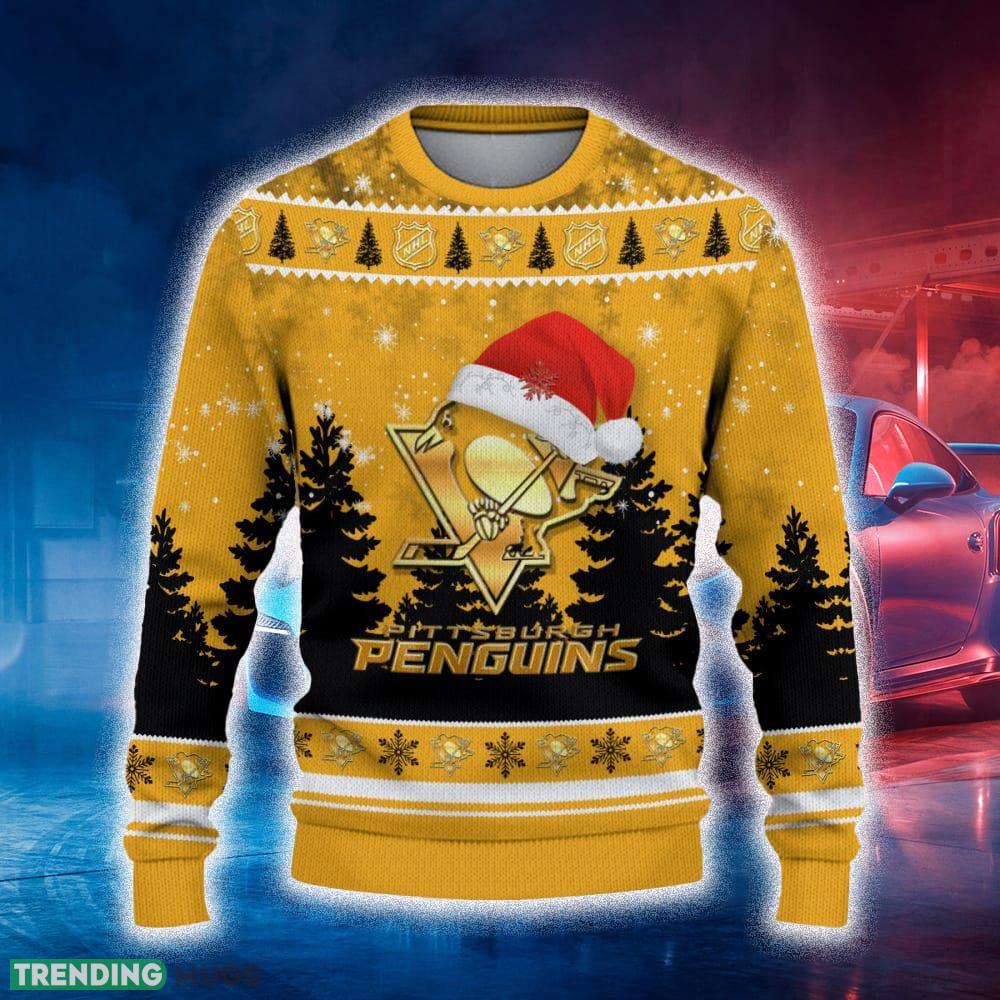 Pittsburgh Penguins Ugly Christmas Sweater Tree Santa Hat Car For Fans Gift Familys Holidays - Pittsburgh Penguins Ugly Christmas Sweater_2