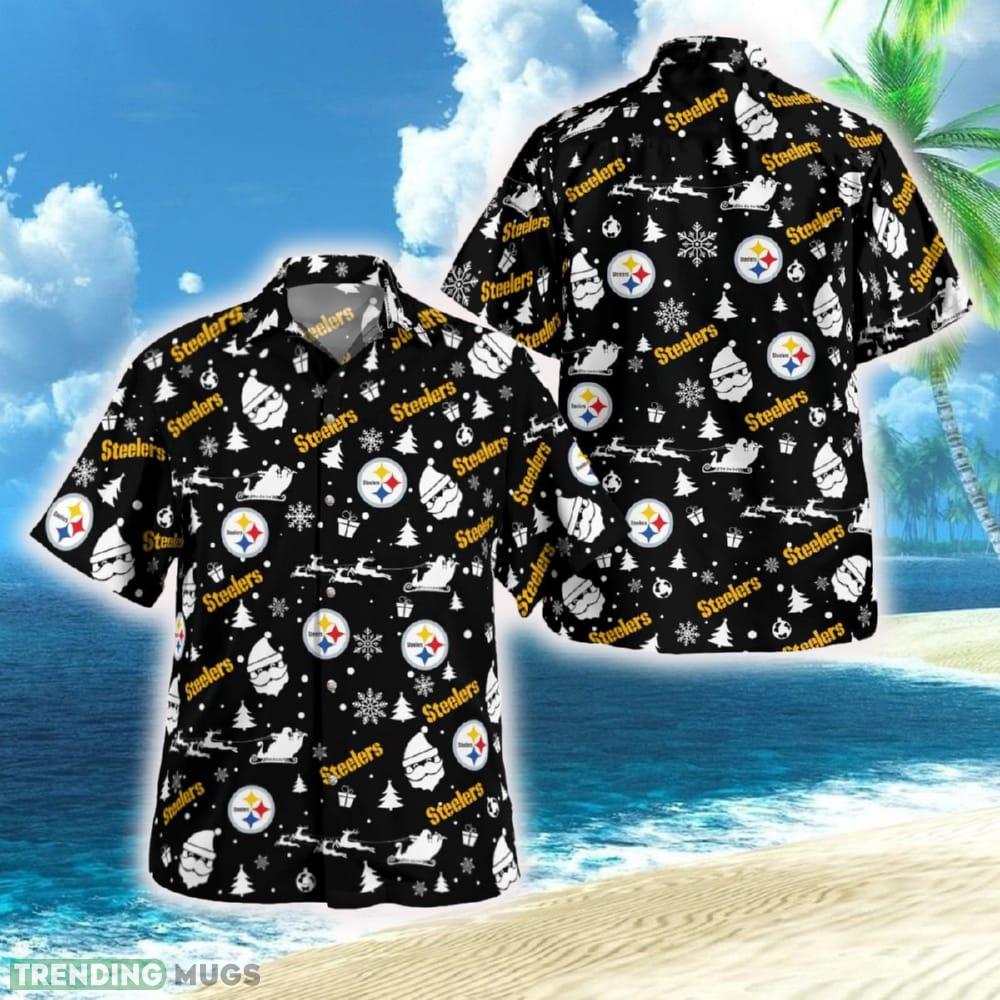 Pittsburgh Steelers Christmas Hawaiian Shirt Beach Gift Fans For Men And Women - Pittsburgh Steelers Christmas Pattern Button Shirt_1 Pittsburgh Steelers Christmas Hawaiian Shirt Beach Gift Fans For Men And Women - Pittsburgh Steelers Christmas Pattern Button Shirt_1