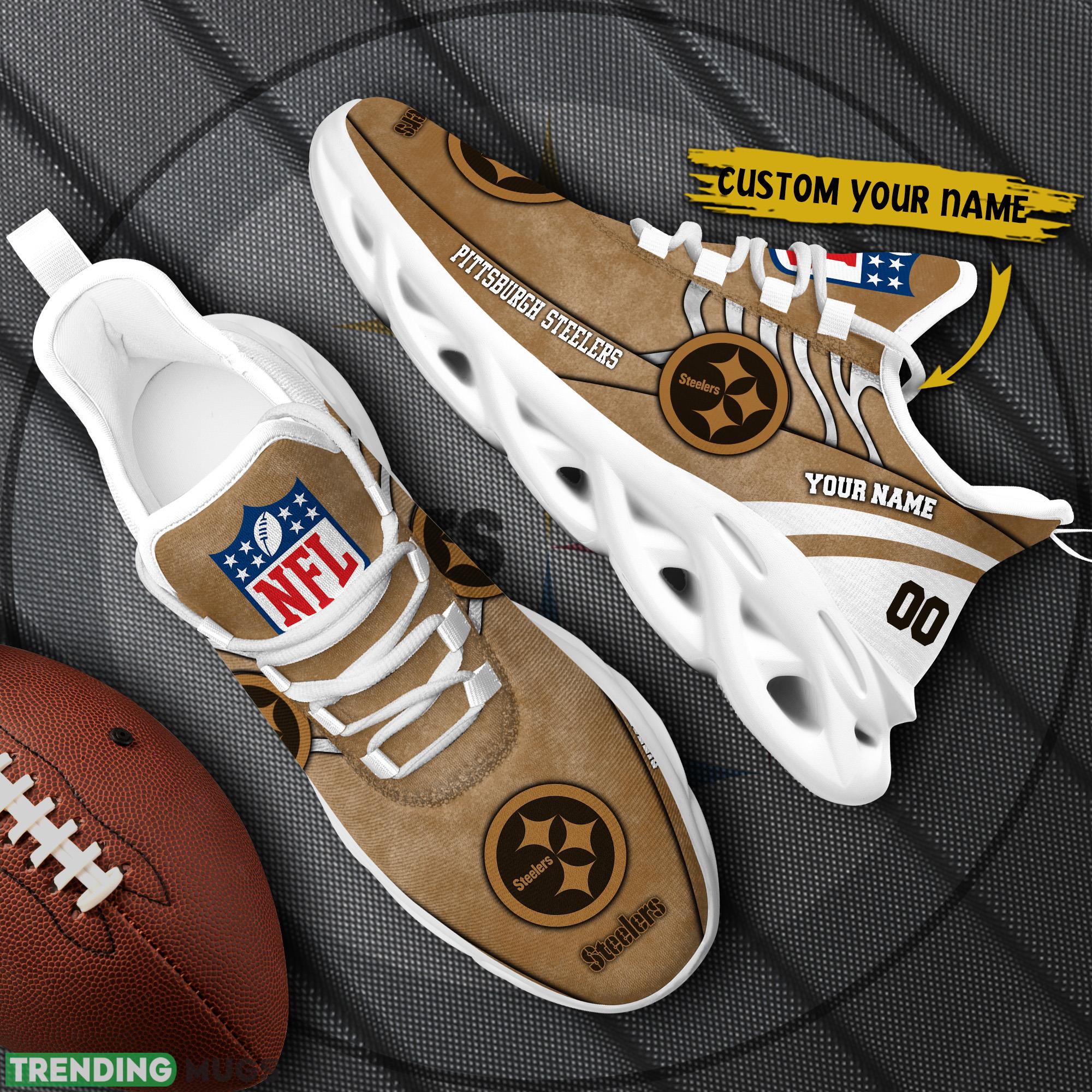 Pittsburgh Steelers NFL Brown Veterans Max Soul Shoes Custom Number & Name Sneakers Max Soul Pittsburgh Steelers NFL Brown Veterans Max Soul Shoes Custom Number & Name Sneakers Max Soul