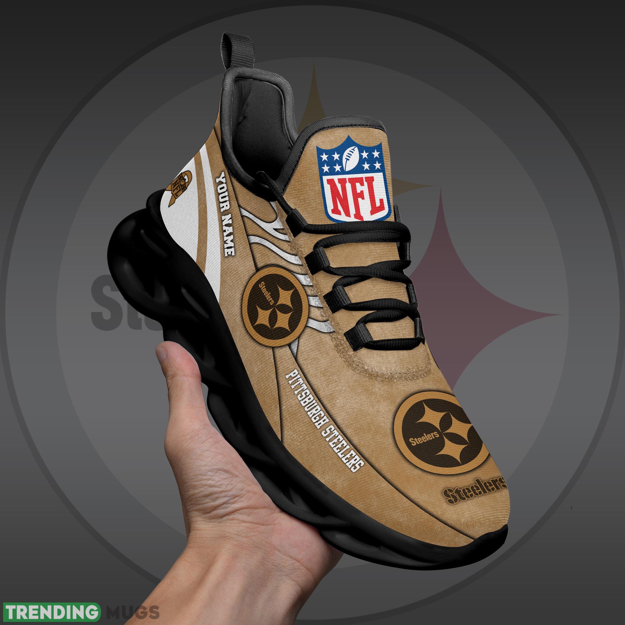 Pittsburgh Steelers NFL Brown Veterans Max Soul Shoes Custom Number & Name Sneakers Max Soul Pittsburgh Steelers NFL Brown Veterans Max Soul Shoes Custom Number & Name Sneakers Max Soul