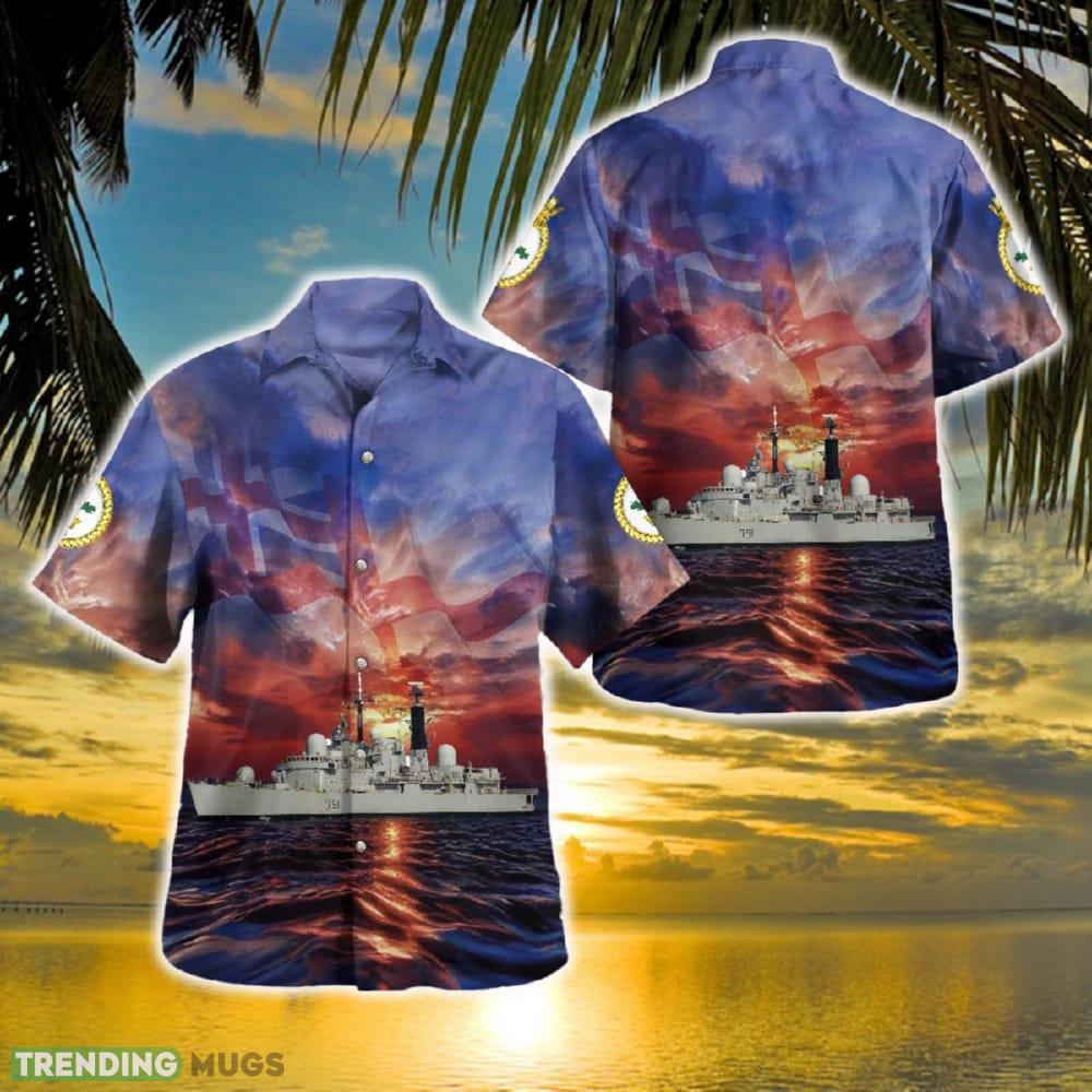 Royal Navy HMS Nottingham (D91) Hawaiian Shirt - Royal Navy HMS Nottingham (D91) Hawaiian Shirt