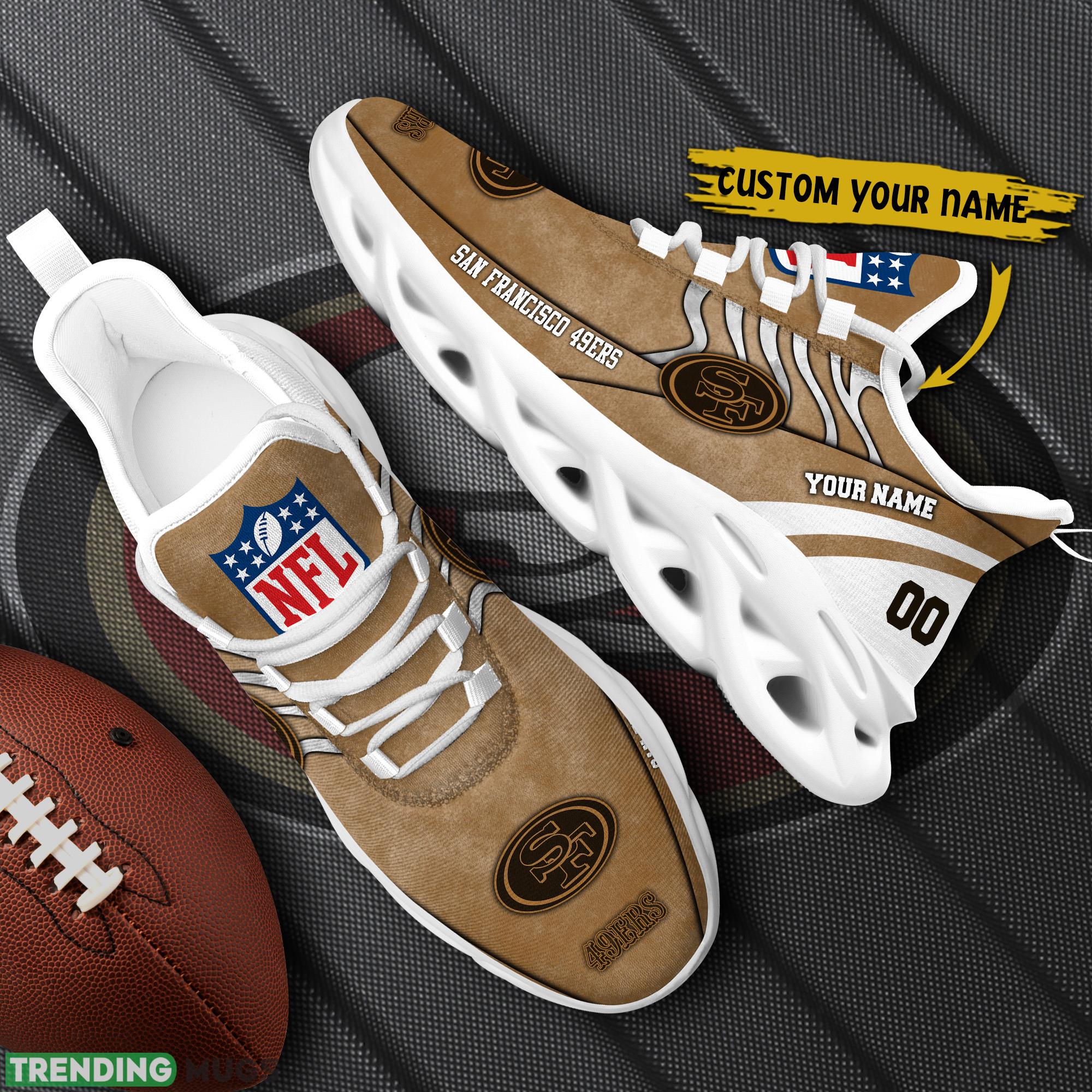 San Francisco 49ers NFL Brown Veterans Max Soul Shoes Custom Number And Name Sneakers Max Soul San Francisco 49ers NFL Brown Veterans Max Soul Shoes Custom Number And Name Sneakers Max Soul