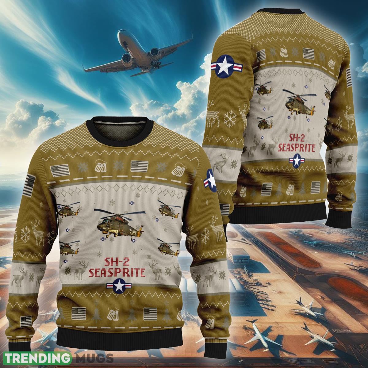 SH-2 Seasprite Aircraft SH2 Ugly Christmas 3D Sweater Style Brown Air Force - SH-2 Seasprite Aircraft SH2 Ugly Christmas 3D Sweater Style Brown Air Force SH-2 Seasprite Aircraft SH2 Ugly Christmas 3D Sweater Style Brown Air Force - SH-2 Seasprite Aircraft SH2 Ugly Christmas 3D Sweater Style Brown Air Force