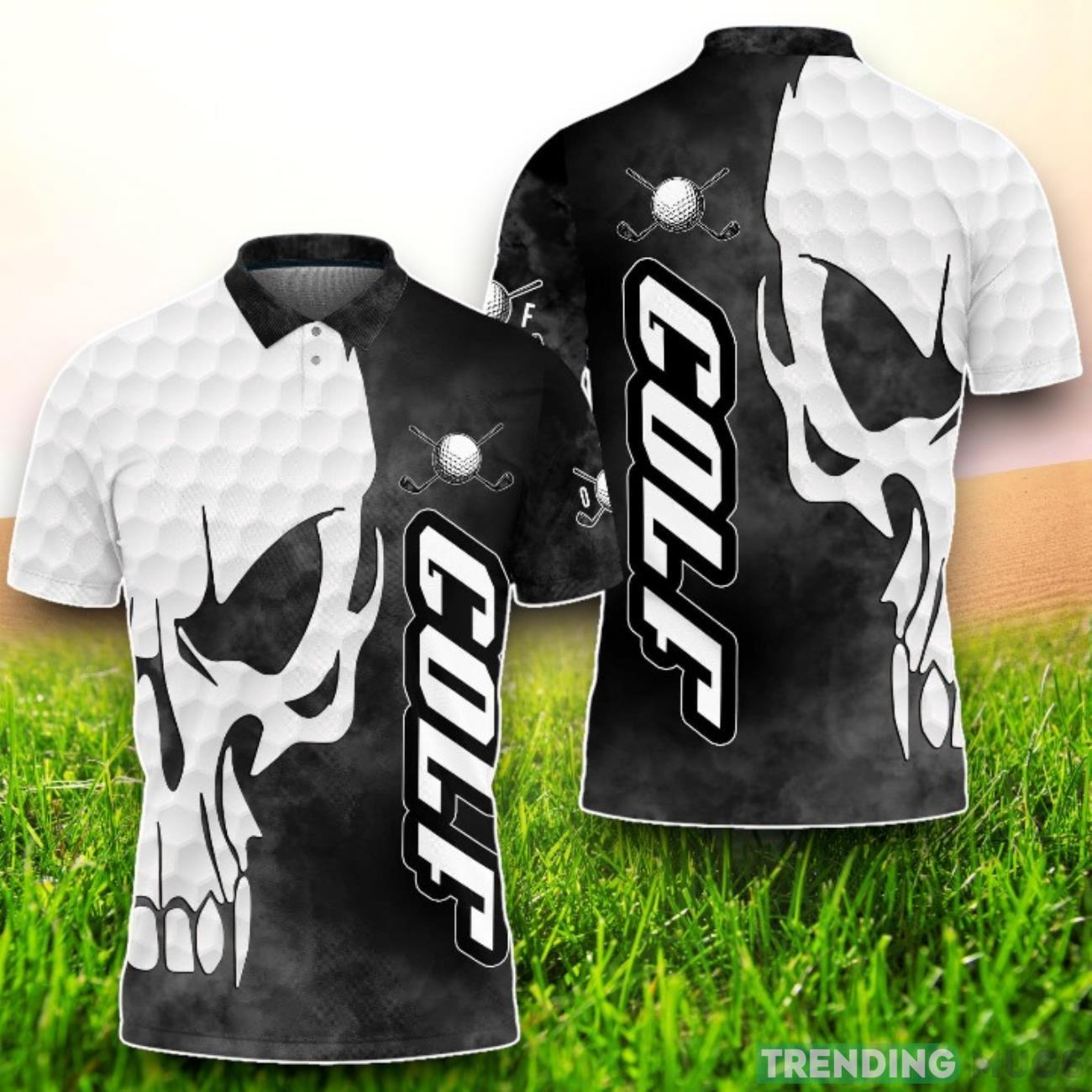 Skull With Golf Ball And Sticks Polo Shirt Product Photo 1 Skull With Golf Ball And Sticks Polo Shirt Product Photo 1