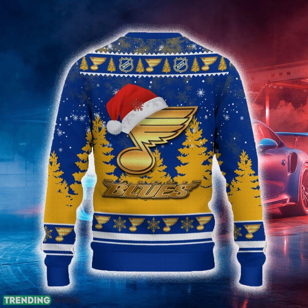 St Louis Blues Ugly Christmas Sweater Tree Santa Hat Car For Fans Gift Familys Holidays 3D Sweater St Louis Blues Ugly Christmas Sweater Tree Santa Hat Car For Fans Gift Familys Holidays 3D Sweater