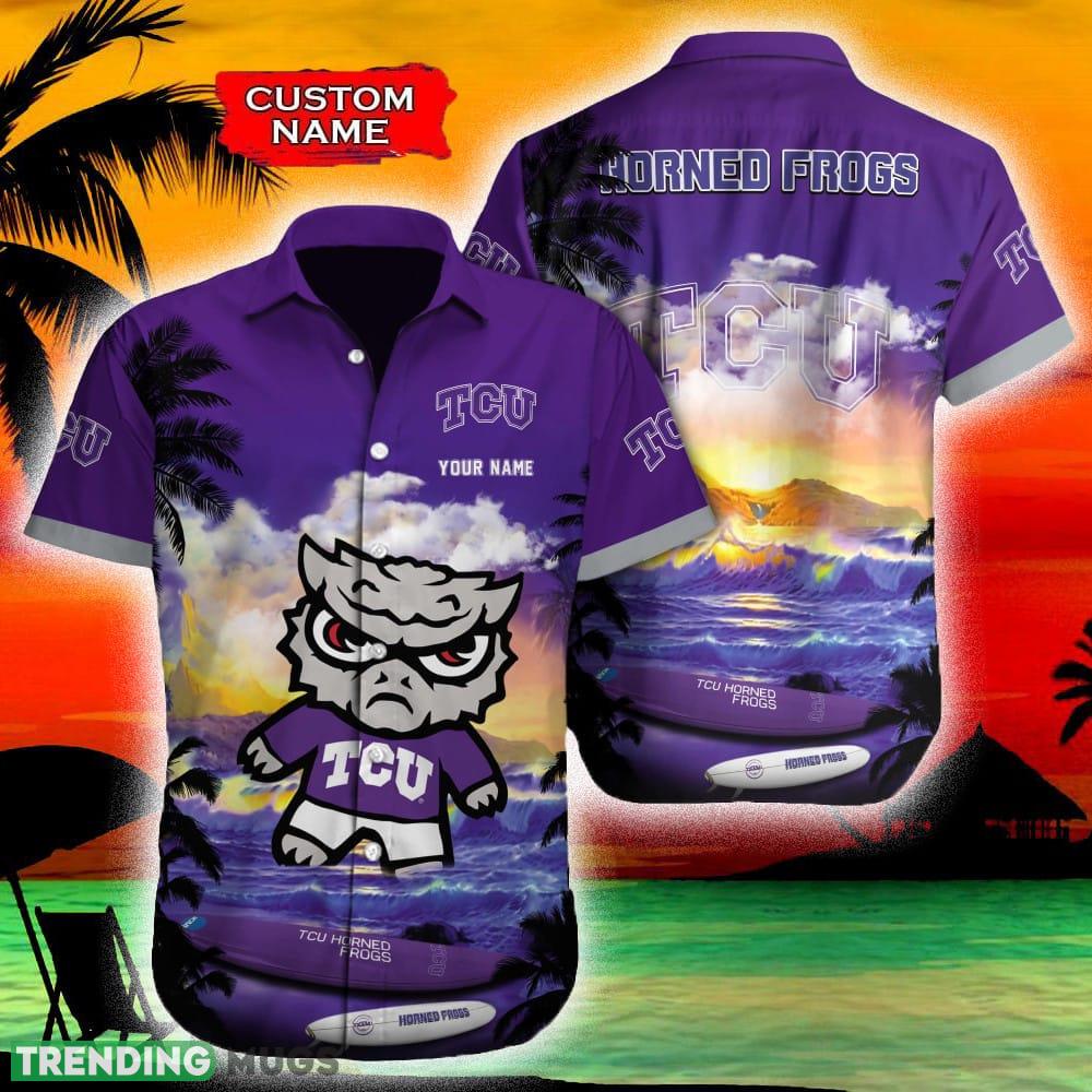 TCU Horned Frogs NCAA Plus Size Custom Name Hawaiian Shirt Beach For Men Women Gift For Fans - TCU Horned Frogs NCAA Plus Size Custom Name Hawaiian Shirt Beach For Men Women Gift For Fans
