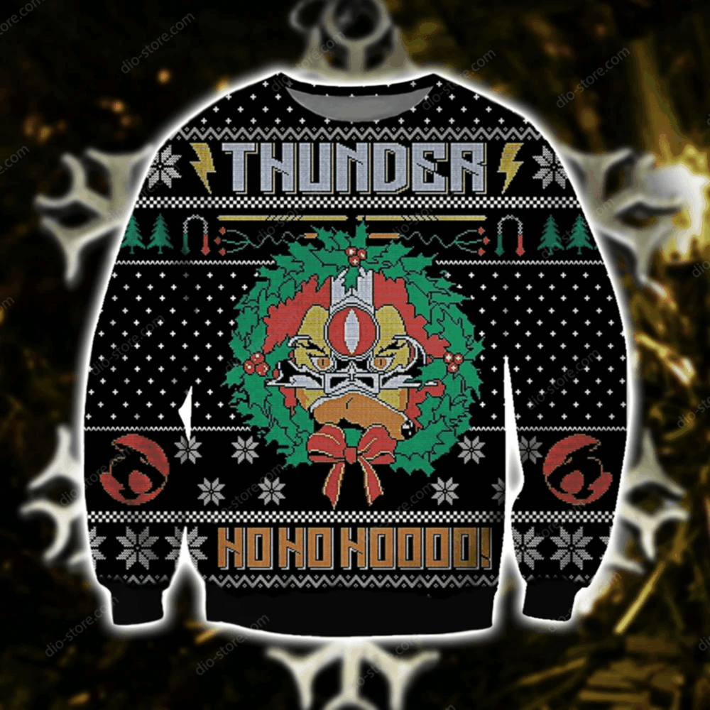 Thunder Ho Ho Ho Ugly Christmas Sweater Perfect Holiday Gift 3D Sweater Thunder Ho Ho Ho Ugly Christmas Sweater Perfect Holiday Gift 3D Sweater