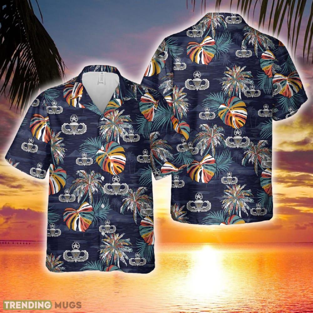 US Army Master Parachutist Badge with 1 Combat Jump Star Hawaiian Shirt - US Army Master Parachutist Badge with 1 Combat Jump Star Hawaiian Shirt