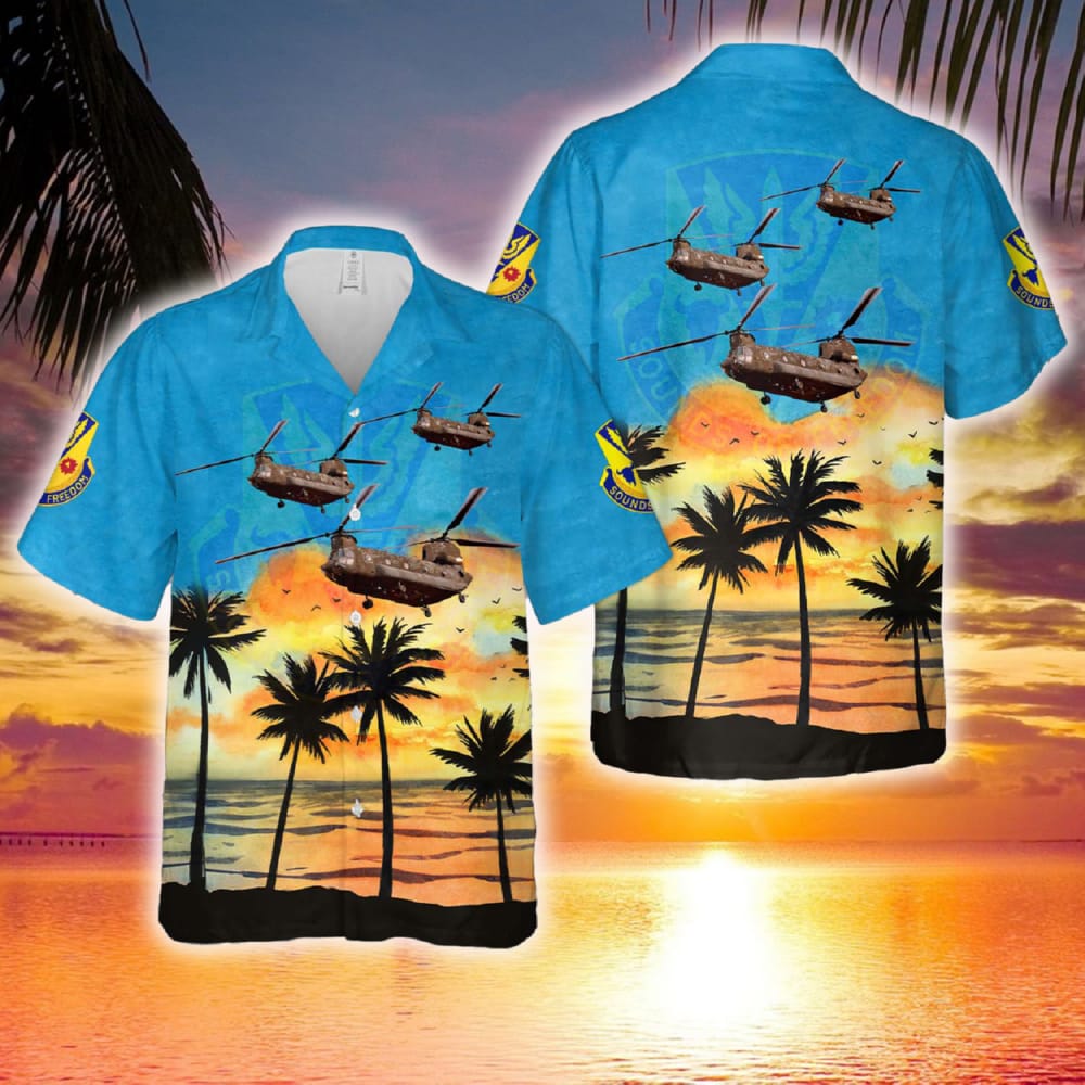 US Army Nevada Army National Guard B Company, 1189th General Support Aviation Battalion’s CH-47F Chinook Hawaiian Shirt - 271223-124551 US Army Nevada Army National Guard B Company, 1189th General Support Aviation Battalion’s CH-47F Chinook Hawaiian Shirt - 271223-124551