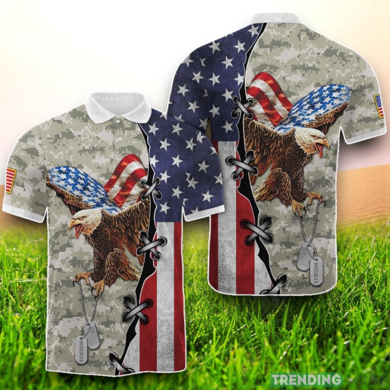 U.S Veteran Eagle Holding Army Name Tags American Flag Polo Shirt Product Photo 1 U.S Veteran Eagle Holding Army Name Tags American Flag Polo Shirt Product Photo 1