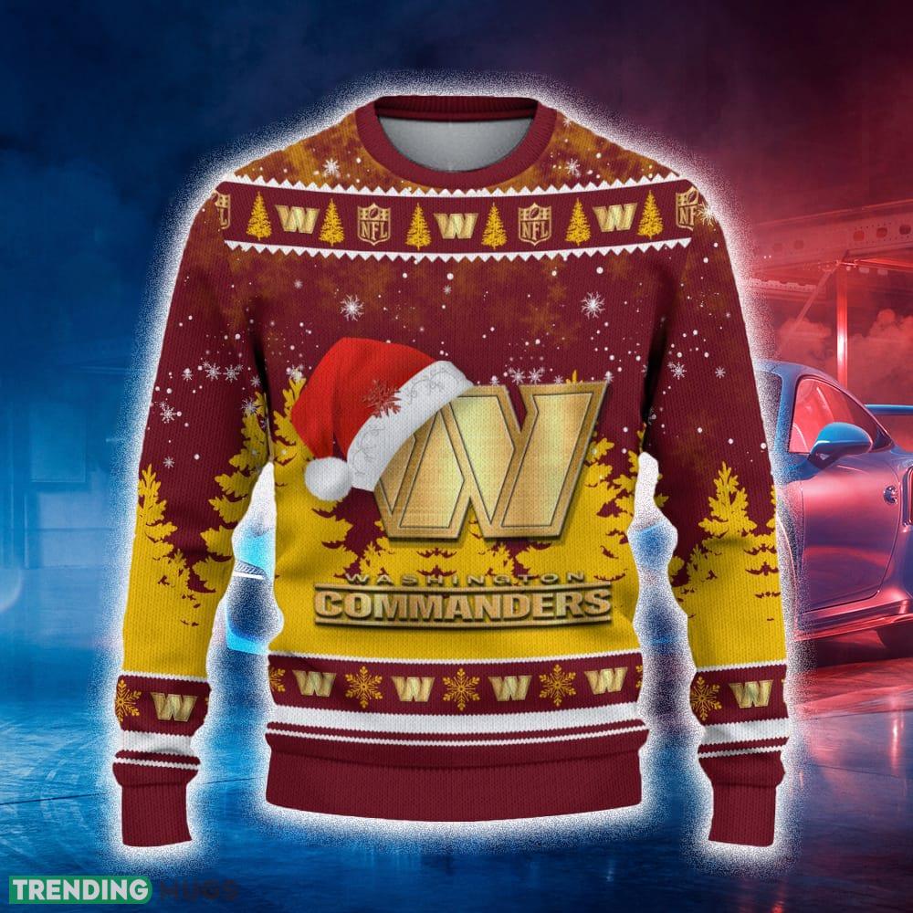 Washington Commanders Ugly Christmas Sweater Tree Santa Hat Car For Fans Gift Familys Holidays - Washington Commanders Ugly Christmas Sweater_2