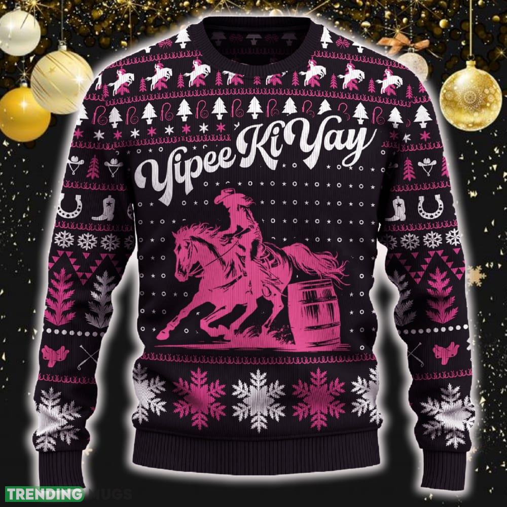 Yipee Ki-Yay Barrel Racing Cowgirl Ugly Christmas Sweater New Pattern Tree Holidays Gift Fans - Yipee Ki-Yay Barrel Racing Cowgirl Ugly Christmas Sweater_ 1 Yipee Ki-Yay Barrel Racing Cowgirl Ugly Christmas Sweater New Pattern Tree Holidays Gift Fans - Yipee Ki-Yay Barrel Racing Cowgirl Ugly Christmas Sweater_ 1