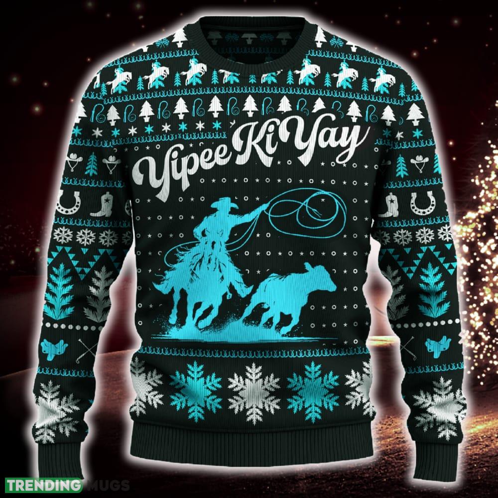 Yipee Ki-Yay Breakaway Roping Snowflakes Knitted Christmas Sweater Trending AOP Gift For Men And Women - Yipee Ki-Yay Breakaway Roping Ugly Christmas Sweater_ 1 Yipee Ki-Yay Breakaway Roping Snowflakes Knitted Christmas Sweater Trending AOP Gift For Men And Women - Yipee Ki-Yay Breakaway Roping Ugly Christmas Sweater_ 1