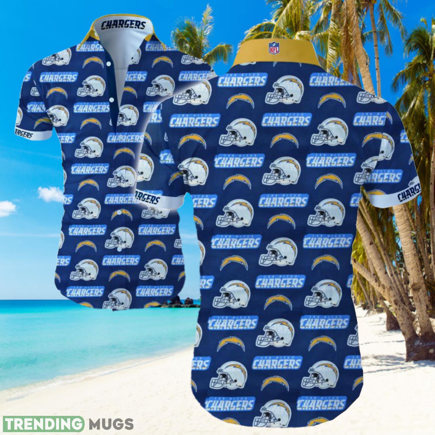 Los Angeles Chargers Logo Blue Shirt Hawaiian Summer Beach Shirt Full Print Product Photo 1