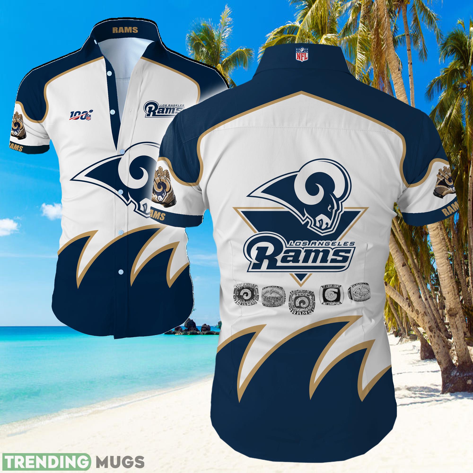 Los Angeles Rams Big Logo Hawaiian Summer Beach Shirt Full Print Product Photo 1
