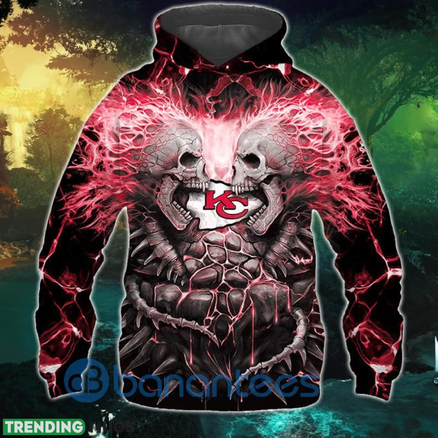 Electric Kansas City Chiefs Skull Halloween All Over Printed 3D Hoodie, Zip Hoodie Product Photo 1 Electric Kansas City Chiefs Skull Halloween All Over Printed 3D Hoodie, Zip Hoodie Product Photo 1