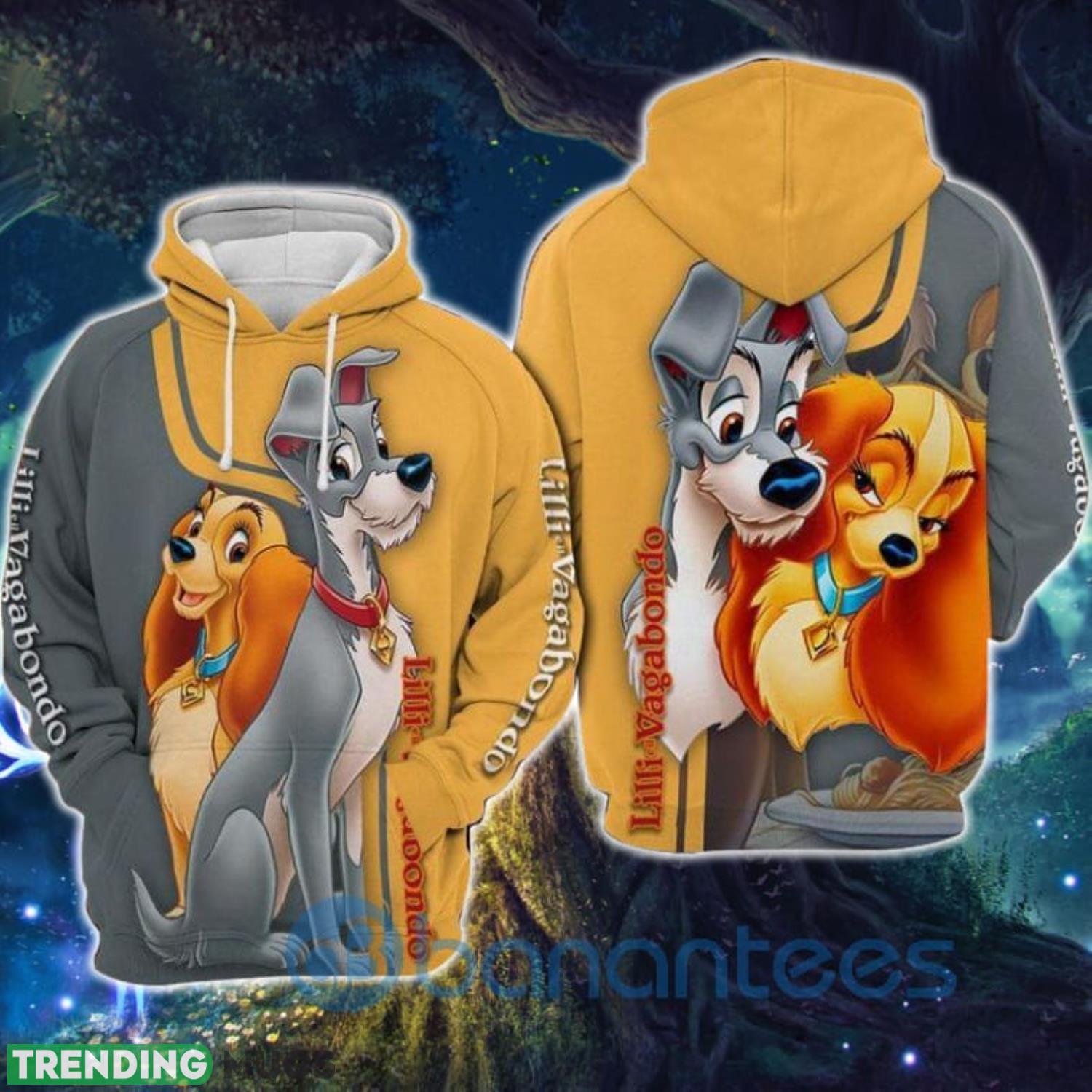 Lady And The Tramp All Over Print 3D Hoodie Product Photo 1 Lady And The Tramp All Over Print 3D Hoodie Product Photo 1