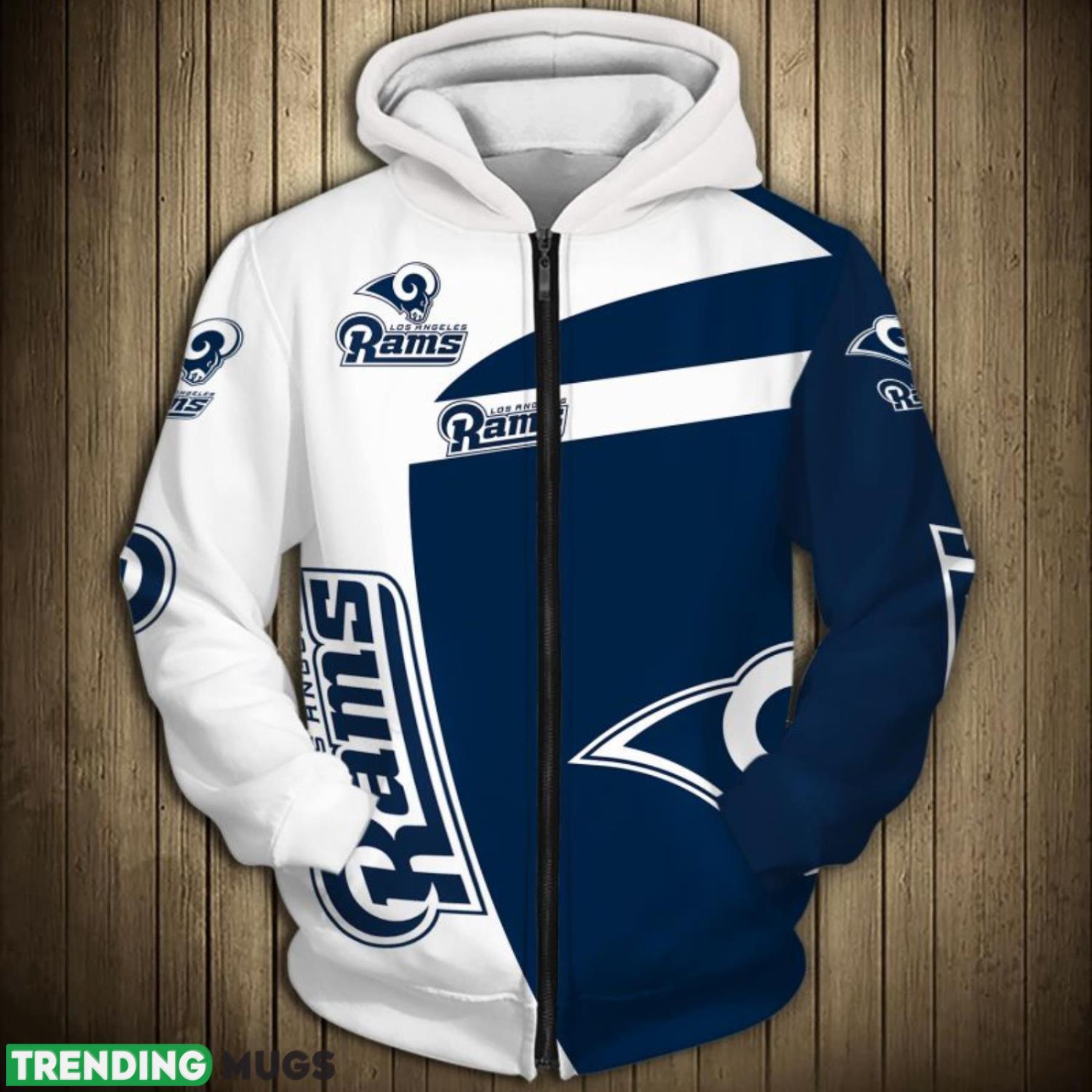 Los Angeles Rams White And Navy All Over Printed 3D Hoodie Zip Hoodie Product Photo 1 Los Angeles Rams White And Navy All Over Printed 3D Hoodie Zip Hoodie Product Photo 1