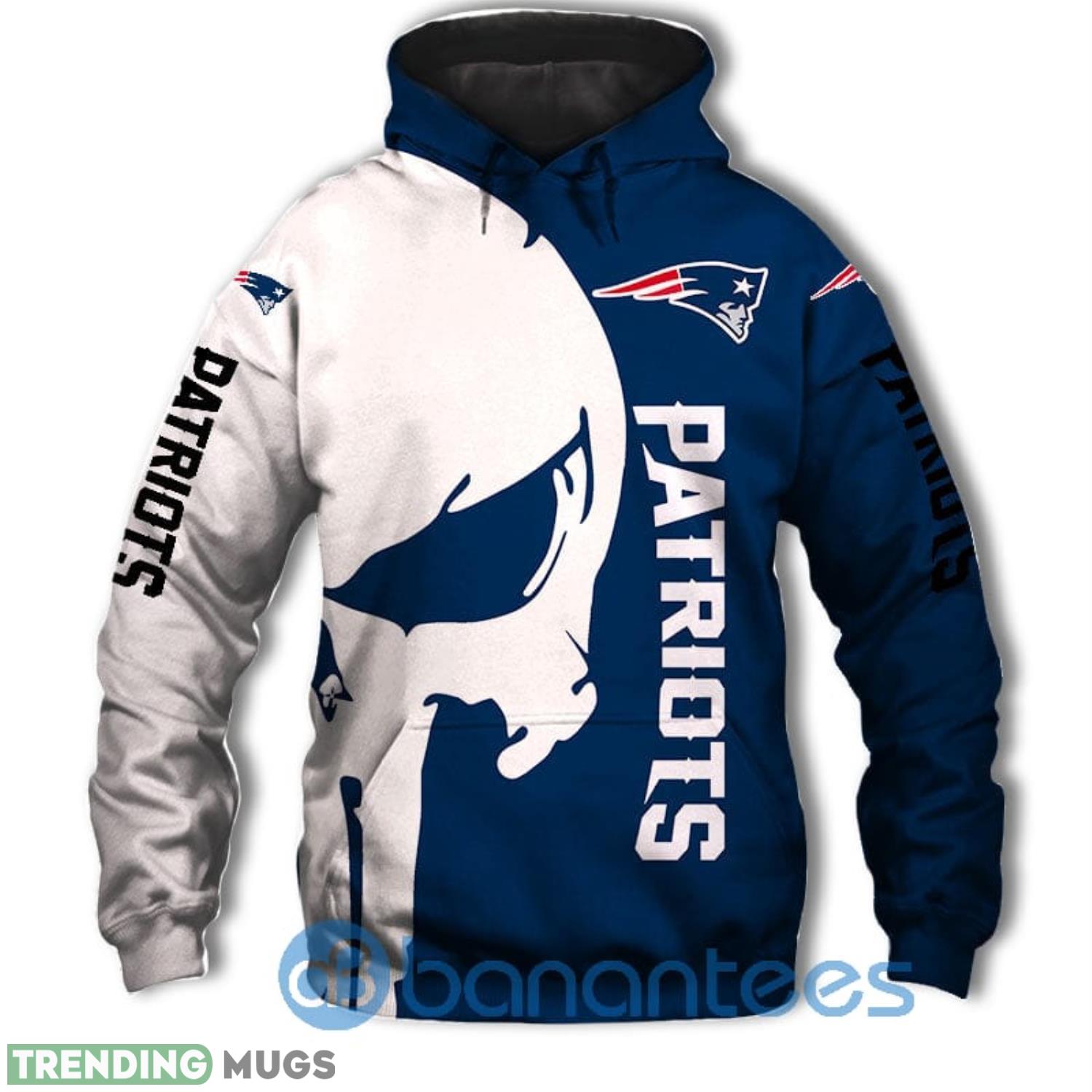 New England Patriots Skull 3D Hoodie Printed Product Photo 1 New England Patriots Skull 3D Hoodie Printed Product Photo 1