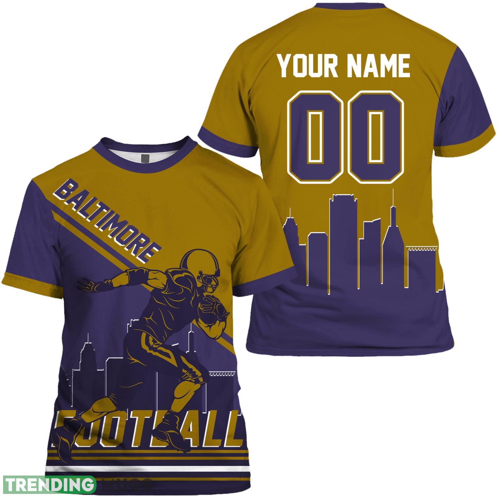 Baltimore 3D T- Shirt Baltimore Football Shirt Custom Name And Number For Fans Product Photo 1 Baltimore 3D T- Shirt Baltimore Football Shirt Custom Name And Number For Fans Product Photo 1