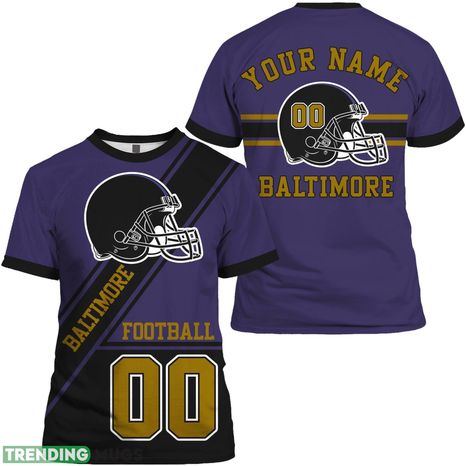 Baltimore Custom Name And Number 3D T- Shirt Baltimore Football Gift For Fans Product Photo 1 Baltimore Custom Name And Number 3D T- Shirt Baltimore Football Gift For Fans Product Photo 1