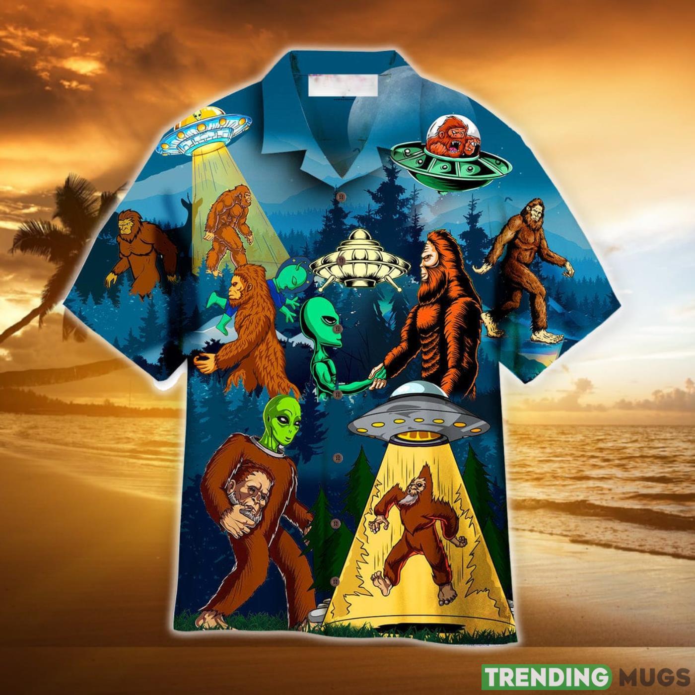 Bigfoot Alien In The Forest Aloha Hawaiian Shirt Product Photo 1 Bigfoot Alien In The Forest Aloha Hawaiian Shirt Product Photo 1
