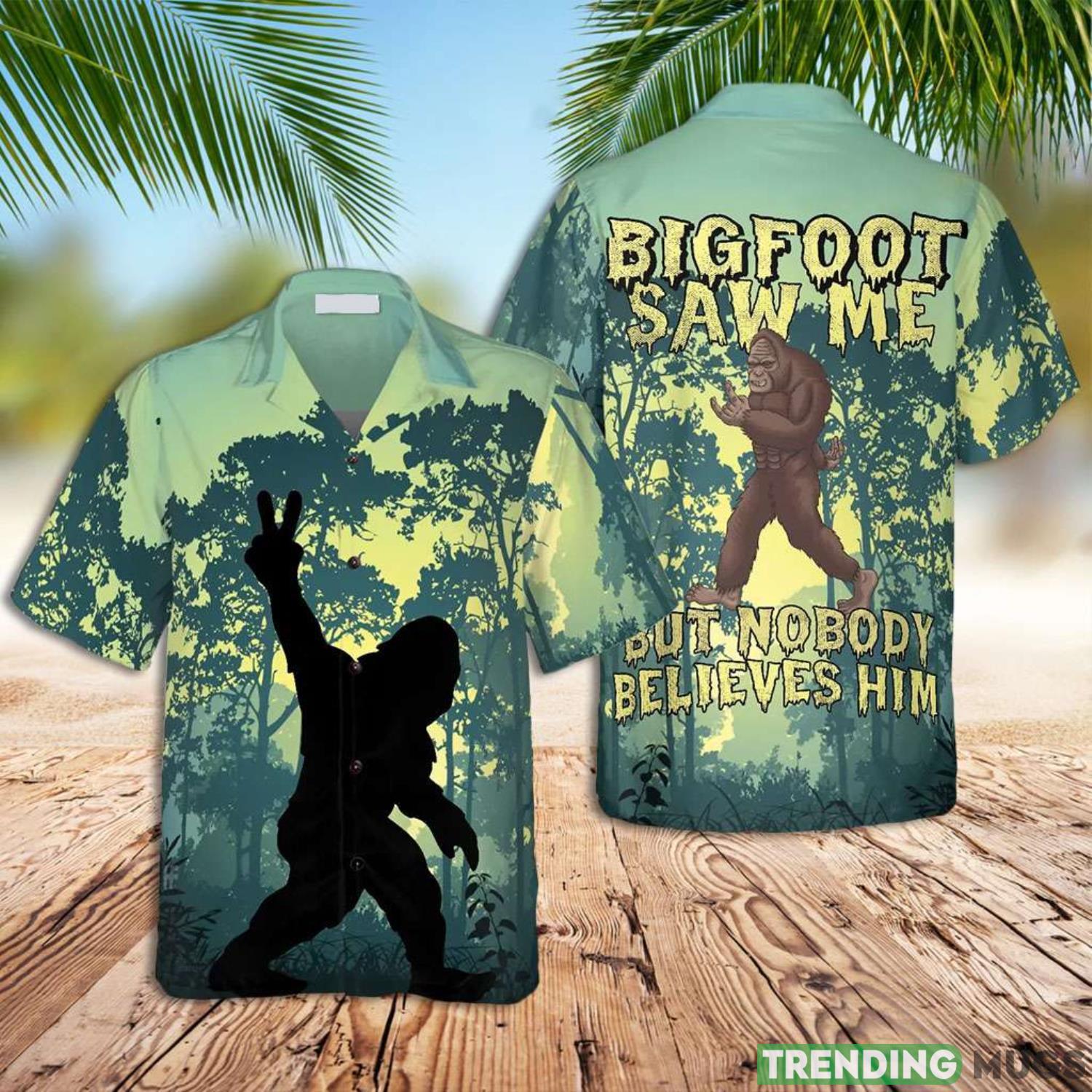 Bigfoot Button Shirt Bigfoots Saw Me Aloha Hawaiian Shirt Product Photo 1 Bigfoot Button Shirt Bigfoots Saw Me Aloha Hawaiian Shirt Product Photo 1