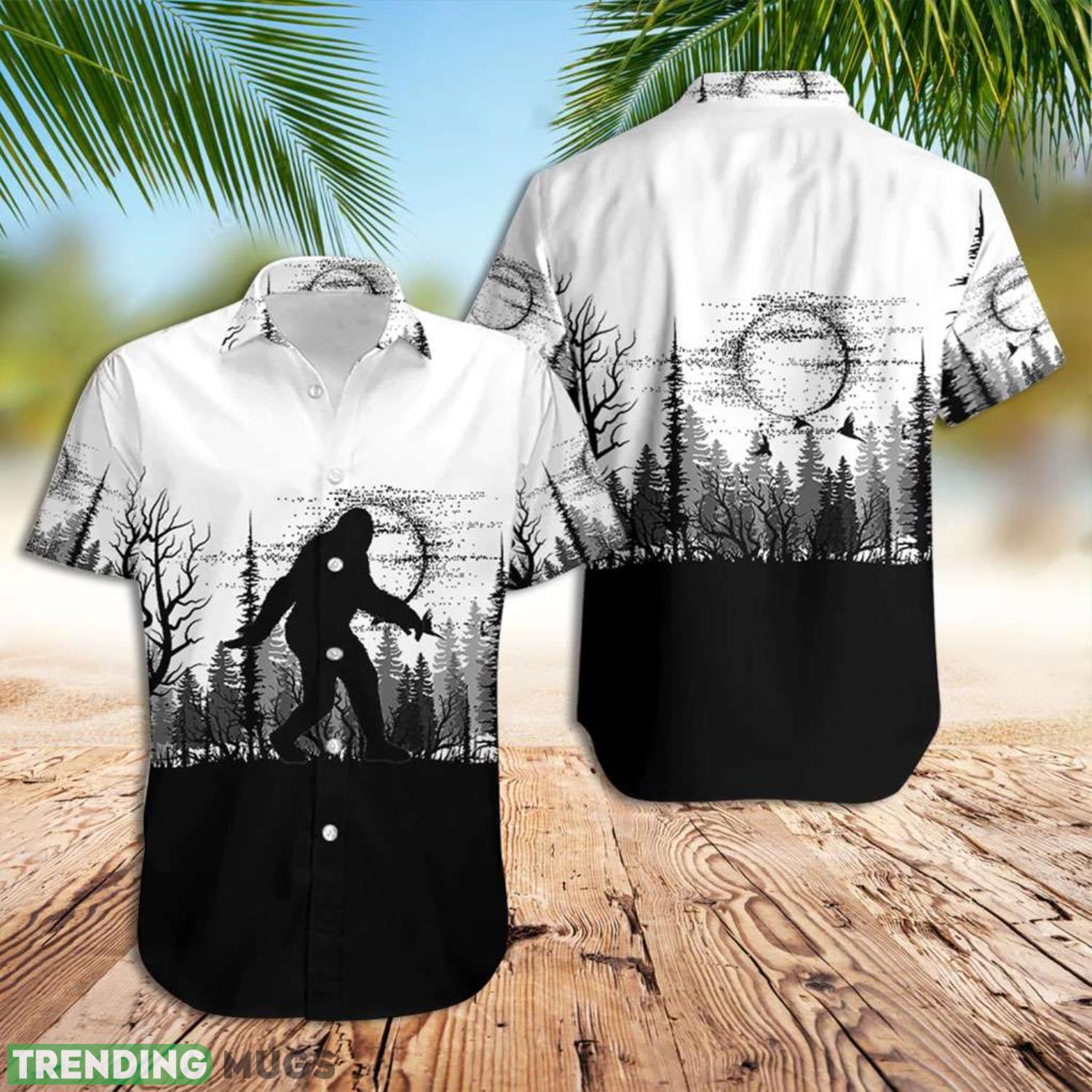 Black And White Bigfoot Black And White Hawaiian Shirt Summer Gift For Men And Women Product Photo 1 Black And White Bigfoot Black And White Hawaiian Shirt Summer Gift For Men And Women Product Photo 1