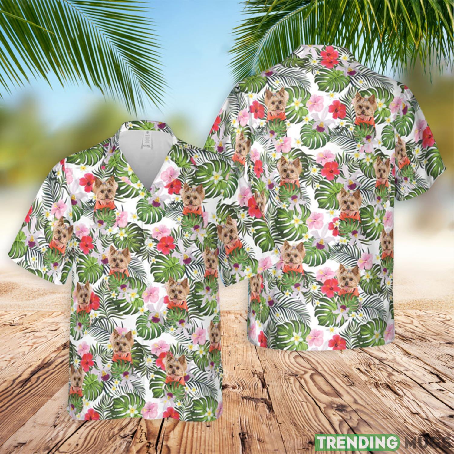 Cat Button Shirt Dog Palm Leaves Aloha Hawaiian Shirt Product Photo 1 Cat Button Shirt Dog Palm Leaves Aloha Hawaiian Shirt Product Photo 1