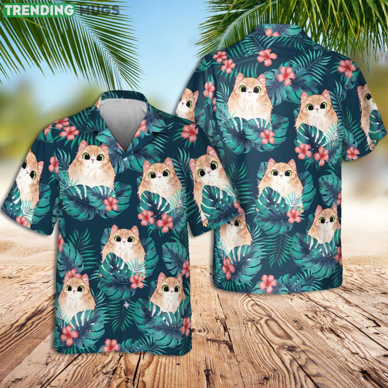 Cat Cute Summer Gift Cats Palm Leaves Hawaiian Shirt Product Photo 1 Cat Cute Summer Gift Cats Palm Leaves Hawaiian Shirt Product Photo 1